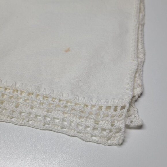 Table Runner Small Vintage Linen Floral Painted 32 Inch Long Lace Edge Handmade - Picture 3 of 9